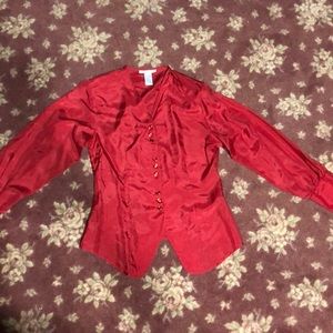 Red silk blouse